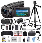 Sony FDR-AX33 4K Ultra HD Handycam Camcorder with 64GB Memory Card, Carrying Case, 60" Tripod, 72" Monopod, Microphone, 10Pcs Cleaning Kit, Microfiber Cloth and Filmmaker's Broadcasting Bundle