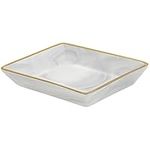 BELLE VOUS Marble Jewellery Organiser Vanity Tray - 10.8 x 14 x 2.5cm/4.3 x 5.5 x 1 inches - Golden Edged Ceramic Grey Dish for Bathroom, Kitchen & Dresser - Decorative Perfume, Ring & Candle Holder