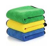 Auto Hub Heavy Microfiber Cloth for Car Cleaning and Detailing, Double Sided, Microfiber Towel for Car & Bike,Super Soft Car Wash Cloth, 600 GSM (Size 40cm x 40cm) Pack of 3, Color: Mix