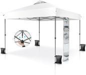 PHI VILLA 10x10ft Pop Up Canopy Tent Instant Portable Shelter One Person Push Tent Canopy with Wheeled Carry Bag, 4 Weight Bags, Straight Legs- White