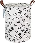 FUNNYGO Large Storage Bin,Ramie Cotton/Canvas Fabric Folding Storage Basket with Handles- Toy Box/Toy Storage/Toy Organizer for Boys and Girls - Laundry Basket/Nursery Hamper (Alphabet)