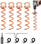 DBREAKS Ground Anchor (4 Pack) - Alloy Steel Spiral Earth Anchors with 2.5m Adjustable Straps, for Trampoline, Shed, Swings, Secure Outdoor Attachment