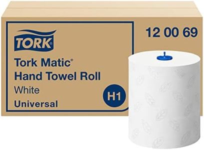 Tork Matic Rouleau d'essuie-mains blancs H1, Universal, gaufrage pour un séchage efficace, 6 rouleaux de 150 m, 120069