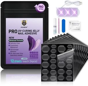 PHIXBEAR PRO UV Jelly Nail Adhesive Tabs Glue Stickers (288pcs), 32X Strong UV Nail Glue for Press Ons, Waterproof Super Sticky Long Lasting, Large 12 Size Easy Remove