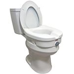 Carex E-Z Lock Raised Toilet Seat, Adds 5 Inches to Toilet Height, Elderly And Handicap Toilet Seat Riser, Round Or Elongated Toilets