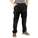 JEMIDI Men's Work Trousers - Durable Mens Cargo Pants - Combat Trousers Ideal for Workwear, Hiking, & Camping - Features Stretch Fit, Breathable Fabric, Side Pockets Black