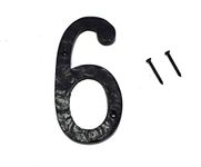 WIGANO 5.5"Hotel House Door Numbers Cast Iron Black (6 (Six))