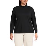 Lands' End Women's Plus Size Long Sleeve Super T Mock, Black, 3X-Large Plus