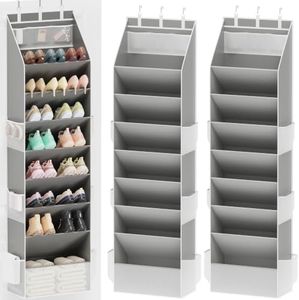 Criusia Shoe Storage, Over the Door Shoe Organizer, Hanging Closet Shoe Storage with Large Deep Pockets, Fits 16–24 Pairs of Sneakers, Sandals, Boots, Beige