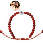 PhotoJewels - Personalized Bead Bracelet for Men | Adjustable Printed Bracelets with Customized Photo | Perfect for Gifting | Anti-Tarnish & Splash-Resistant | Photo Projection Bracelet | Red