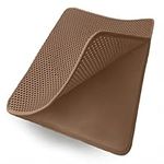 Small Cat Litter Trapper by iPrimio - Litter Mat, EZ Clean Cat Mat, Litter Box Mat Water Proof Layer and Puppy Pad Option. Patented (23"x21" Brown)