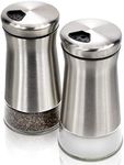 Elegant Salt And Pepper Shakers - Stainless Steel Set Of 2 - Gorgeous Salt And Pepper Dispenser With Adjustable Pour Holes - Perfect For Your Favorite Sea, Kosher And Himalayan Salts