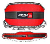 Aprodo Sports DIP Belt with Steel Chain 36 INCHES Weighted Chain for DIPS Pull UPS Weight Lifting Crossfit ONE Size FITS All (RED)