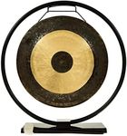 14" Gongs on the Au Courant Gong Stand - 14" Chau Gong. Includes Bronze Gong, Metal Gong Stand & Mallet/Traditional Meets Modern/Perfect for Office & Home Decor, Feng Shui