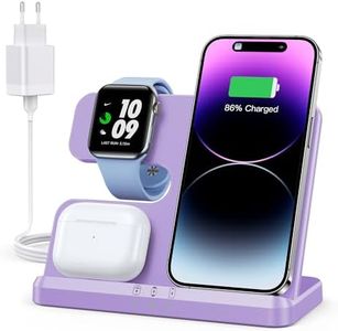 JARGOU 3 in 1 iPhone Ladestation Kabelloses Ladegerät für Apple, Wireless Charger für iPhone 16 15 14 13 12 11 Pro Max/XS/8, für Apple Watch 10/9/Ultra 2/8/7/6/SE/5/4/3/AirPods Pro 4/3/2