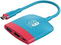 Switch Dock for Nintendo Switch OLED, Hagibis Portable TV Dock Charging Docking Station with HDMI and USB 3.0 Port Replacement Base Dock Set Type C to HDMI TV Adapter for MacBook Pro Air (Red Blue)