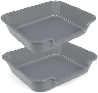 2 Pack Extra Large Dog Litter Box Pan Tray (ABS Material), Low Entry Jumbo Senior Litter Boxes for Multiple Kitten Big Cats, Pet Safe Indoor Dog Potty (Dark Gray, 24" L x 20" W)