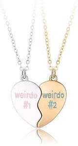 Lezmoii Magnetic Friendship Necklace Best Friend Necklace Matching Heart BFF Necklace for 2 Women Girls Bestie Friendship Gifts, Zinc, No Gemstone
