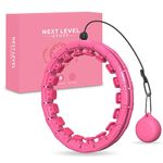 NEXT LEVEL STUFF Smart Weighted Hula Hoop Ring – 24 Detachable Links – Perfect For Weight Loss and Fitness Hoola Hoops with Ball for Women and Men – Hulla Hoops 360° Auto Spinning for Adults – Pink