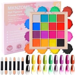 MKNZOME 16 Colors Nail Pigment Powder Palette, Ombre Nails Set Colored Nail Powder Pigmentos para Uñas, French Aura Nail Art Palette Long-lasting Manicure DIY Accessories