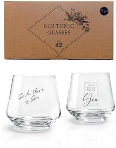 Gin and Tonic Glasses - Set of 2 Gift Set with Typical Gin Sayings | 2 x 400 ml | Gin Glasses Set | Suitable for Large Ice Cubes | Dishwasher Safe | Gift Idea for Men and Women