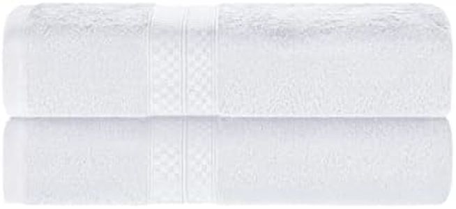 Superior Collection Rayon from Bamboo and Cotton Soft/Absorbent Bath Towels (Set of 2), White