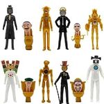 Skibid Toilet Toy Set of 12Pccs Clockman Titan Drill Man Tv Man Action Figure Model for Kids Birthday Party Cake Decoration (Clockman Set)