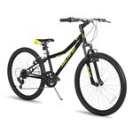 HILAND 24 Inch Youth Kids Bike for Age 5-12, Kids Mountain Bike for Boys Girls, 7 Speed Children Bicycle, Black