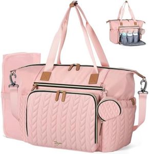 Tonyeee Sac à langer avec poche à tétine et matelas à langer, sac à dos multifonction pour bébé pour grand sac à couches de voyage pour maman et papa, poches isolées, rose