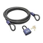 Schlage 994862 Flexible Cable with All Weather Padlock, 15-Foot by .375-Inch Cable with 40mm Padlock , Blue