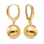 LeCalla 925 Sterling Silver Bead Ball Drop Dangle Earrings for Women | 14K Gold-Plated Classic High Polished Round Ball Leverback Earrings 12MM