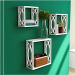 Dime Store Wooden Wall Mount Wall Rack Shelf Cube Wall Shelves Floating Shelf for Wall (Set of Three, White)