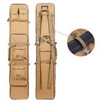 46 Inch Rifle Case Tactical Gun Bag Soft Padded Carbine Case Fishing Rod Bag Backpack Pistol Shotgun Airsoft Case Storage with Shoulder Strap, 4 Pouches, 1 Short Gun Pocket, Waterproof Nylon
