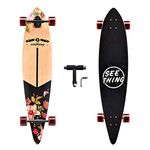 42 Inch Longboard Skateboard Complete Pintail,The Original Artisan Maple Skateboard Pintail Cruiser for Cruising, Carving, Free-Style and Downhill（Bloom）