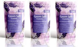 Neer Lavender Epsom Salt (Magnesium Sulphate) For Softening Dry Skin ,Bathing, Relaxing Foot and Pain Relief Therapeutic Spa Treatment , Its use as an exfoliating scrub and a natural everyday remedy for soothing tired and aching muscles , use for Speed Up Plant Growth Pack of 3 (1.36 g)