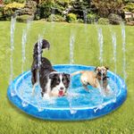 ALL FOR PAWS Outdoor Large Dog Splash Pad, 150cm Dog Garden Sprinkler Mat, 0.58mm Thickened Splash Sprinkler Pad, Adjustable Spray Height Summer Outdoor Dog Water Toys