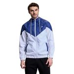 BoldFit Windcheater For Men Lightweight Jacket For Men Polyester Wind Cheaters For Men Track Jackets For Men Regular Fit Mens Jacket For Casual Wear Multipurpose Stylish Men Jacket - Blue White XXL