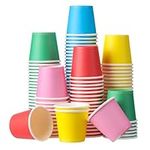 FANTESI 150 Pack Disposable Paper Cups, 2oz/60ml Small Paper Cups for Hot and Cold Drinks, Colorful Bathroom, Espresso Paper Cups for Party, Picnic, Office