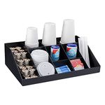 Navaris Coffee Station Organiser 10 Compartments - Coffee Organiser Station for Sugar, Creamer, Tea Supplies - Coffee Bar Organiser for Office and Kitchen Countertop Organisation