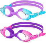 NSSIW Kids Swim-Goggles Swimming-Goggles-for Kids: Kids Goggles Anti Fog Pool Goggles No Leak 2 Pack Ages 3-16