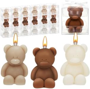 Dansib 50 Pcs Bear Baby Shower Candle Favors Bear Baby Shower Favors for Guest Bear Party Favors Baby Shower Candles Bulk for Gifts Favors Bear Party Favors Decorations (Light Brown, White, Brown)