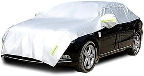 Konnfeir Half Car Cover with Cotton All Weather Car Body Covers Outdoor Indoor for All Season Waterproof Dustproof UV Resistant Snowproof Universal (Fit Sedan Length 176'' to 194'')