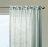 HOMEMONDE Linen Textured Sheer Curtains for Door Semi Transparent 7 Feet Long Panels Set for Home Decoration, Solid Silver Grey - (Top Style - Rod Pocket)