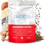 Crockett Coffee Organic Mushroom Coffee with MCT Oil | Antioxidant Rich Functional Blend of 7 Organic Mushrooms for Clear Focus, Gut Health & Clean Energy | Bold American Made Flavor, 30 Servings