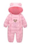 Happy Cherry Newborn Baby Girls Hooded Bodysuit Winter Waterproof Snowsuit Cute Puffer Jacket Coat Pink 3-6 Months