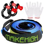 MAIKEHIGH Tow Rope 10 Ton (22,000 Lbs), 5M x 5cm Off-Road Recovery Tow Strap with 2 Anti-Proof Gloves, 2 Reinforced Shackles (Blue)