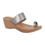 BELLA by Labella Women Fashion Wedge Slip On Gunmetal Sandal | Durable | Stylish | Comfortable | Slip Resistant | Lightweight & Breathable | 6 UK