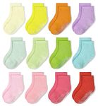 GRPSKCOS Toddler Kids Non Slip Socks- 12 Pairs Anti Slip Socks for Girls Boys 1-10 Years Old Everyday Wear, Assorted Colors Children Socks with Grip(#1 Multicolor- 12 Pairs,1-3 Years)