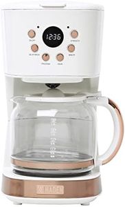 Haden Coffee Machine, 12 Cup Programmable Drip Coffee Maker with Auto Shut-Off Function and Reusable Washable Water Filter, Ivory & Copper