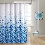 Uphome Fabric Shower Curtain, Blue Pebble Stone Rocks on White Bathroom Cloth Shower Curtain Set with Hooks Heavy Duty, 72x78